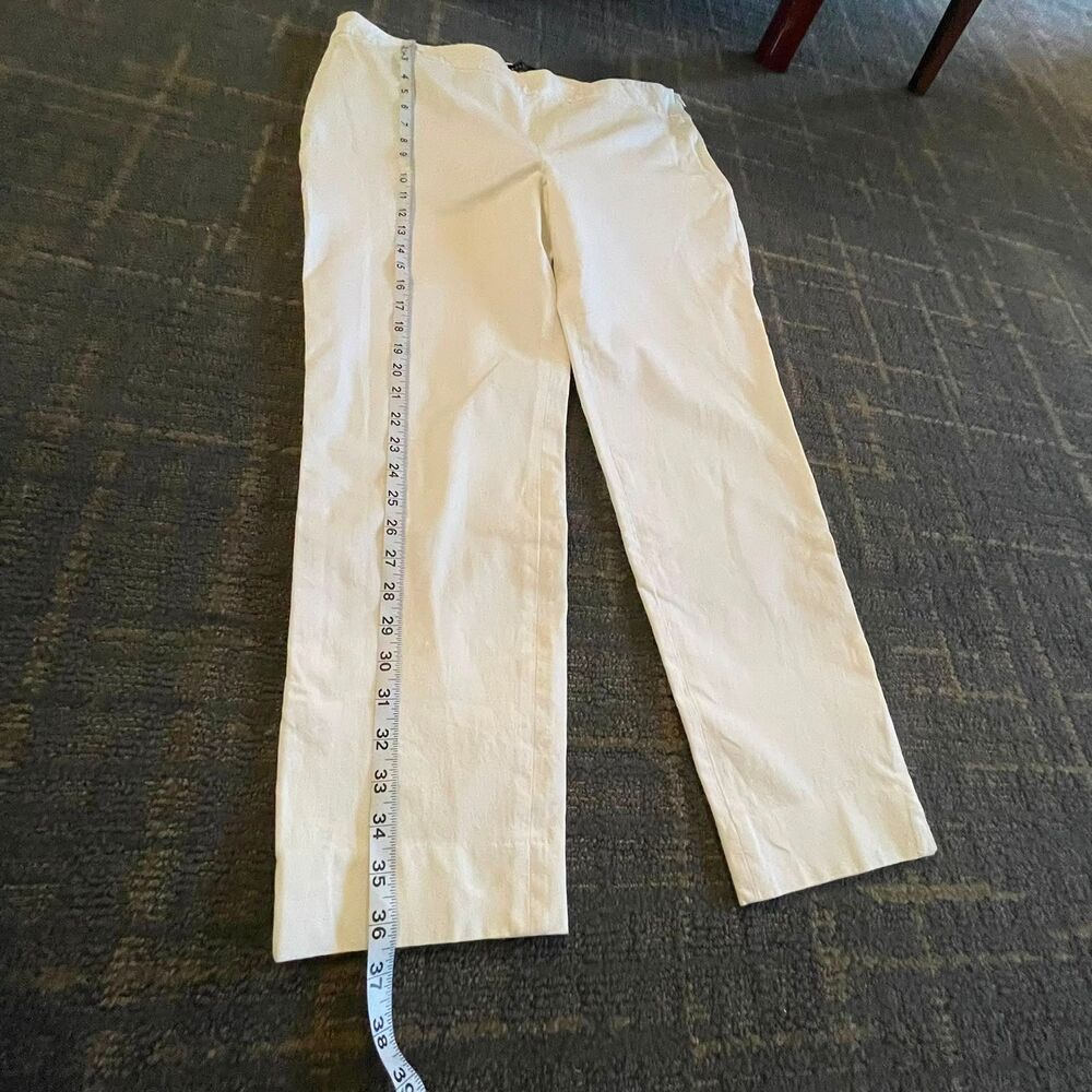 Talbots Womens 14 White Chatham Ankle Pants Stretch Slim Leg Side Zip - Picture 10 of 12